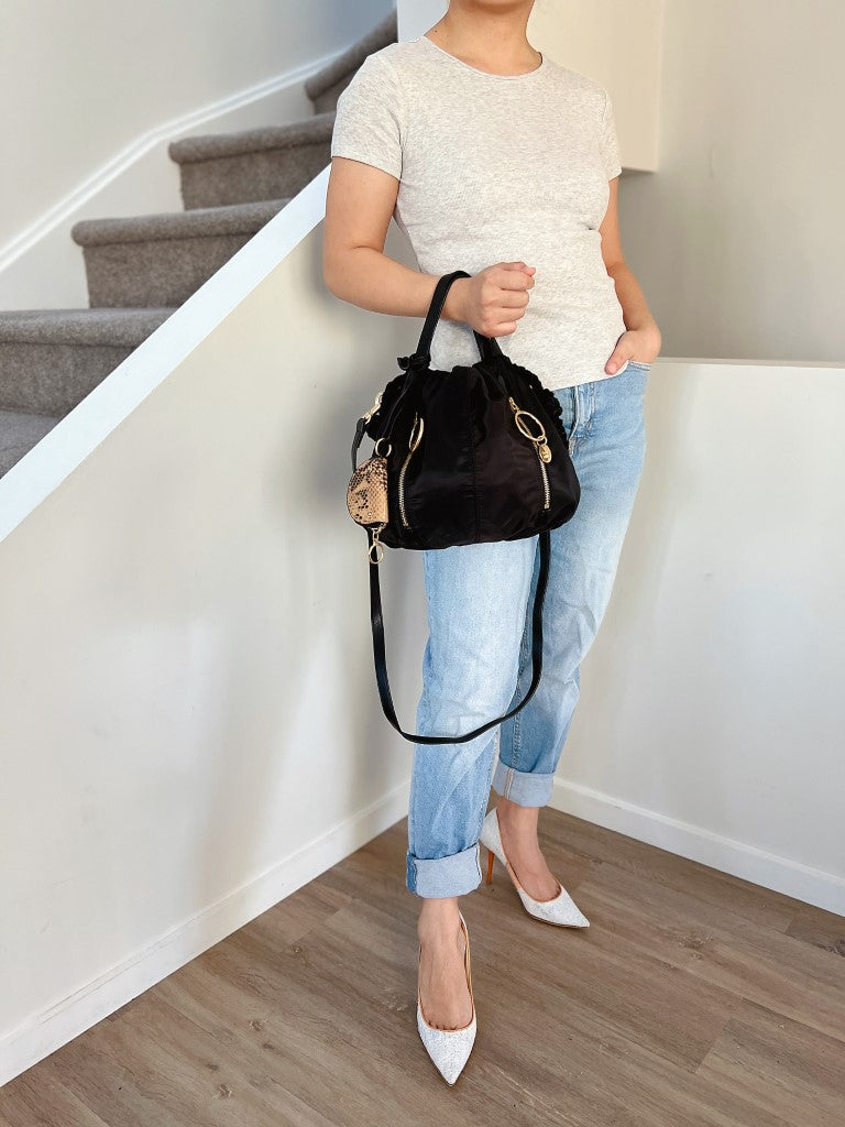 See by Chloe Black Front Zip Detail 2 Way Shoulder Bag + Coin Purse