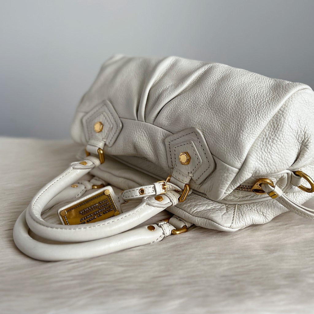 Marc Jacobs White Leather Classic Q 2 Way Shoulder Bag