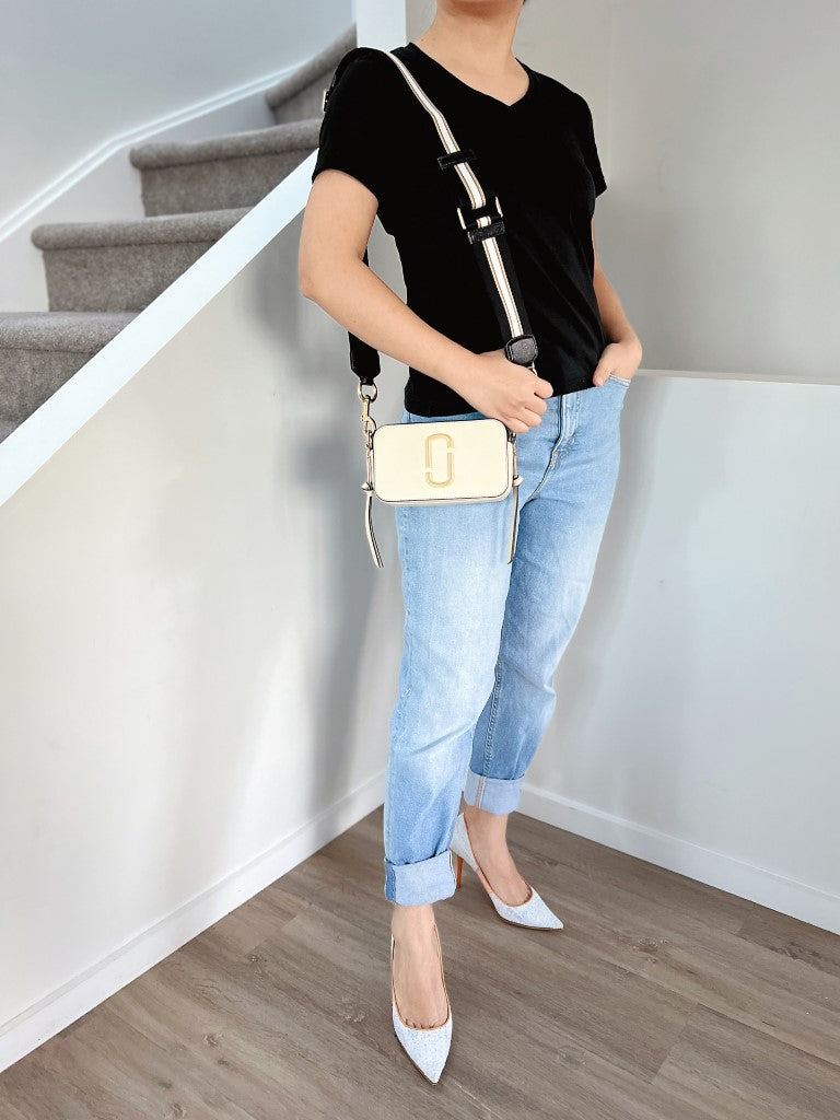 Marc Jacobs Two Tone Leather Camera Crossbody Shoulder Bag