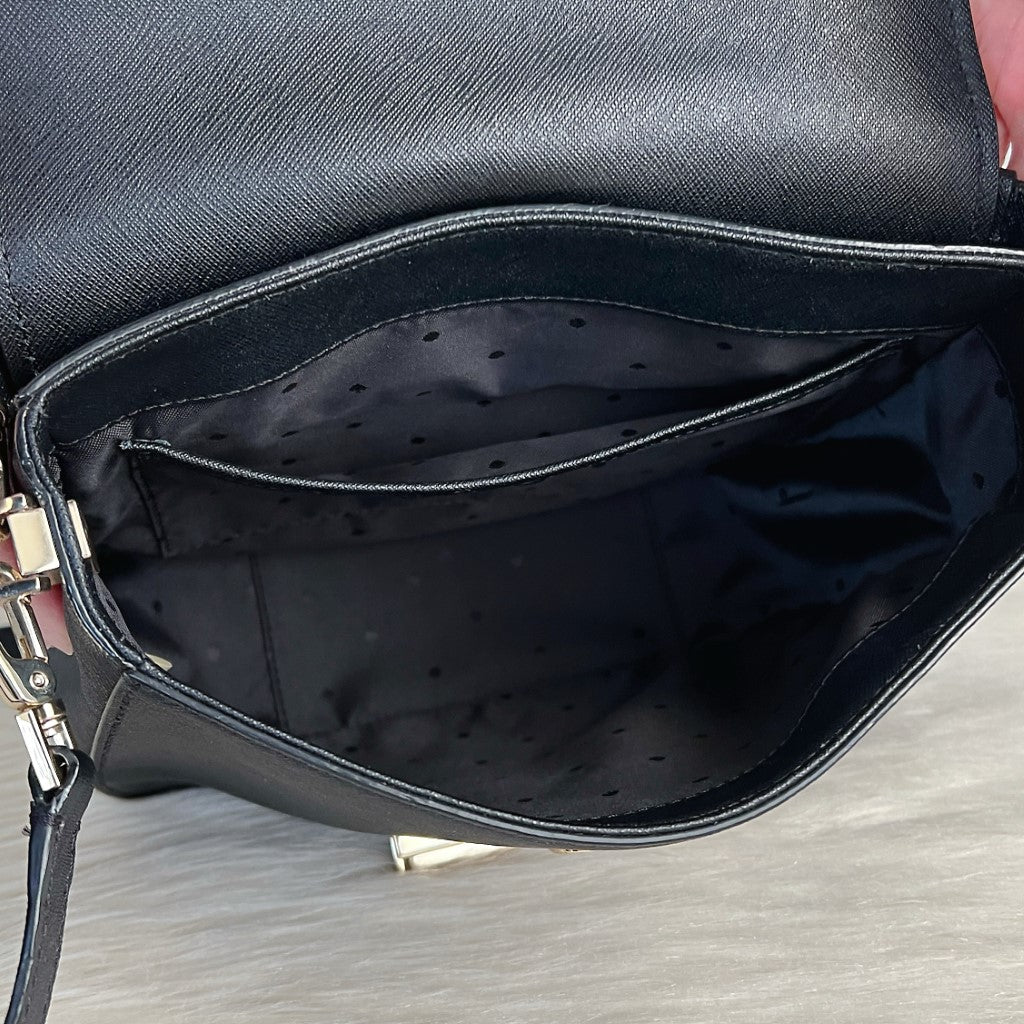 Kate Spade Black Leather Front Buckle 2 Way Shoulder Bag