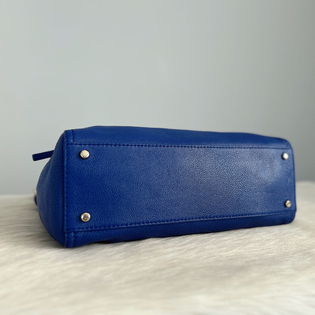 Kate Spade Blue Leather Zipped Flap 2 Way Shoulder Bag Excellent
