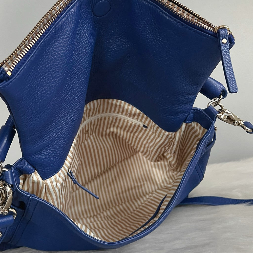 Kate Spade Blue Leather Zipped Flap 2 Way Shoulder Bag Excellent
