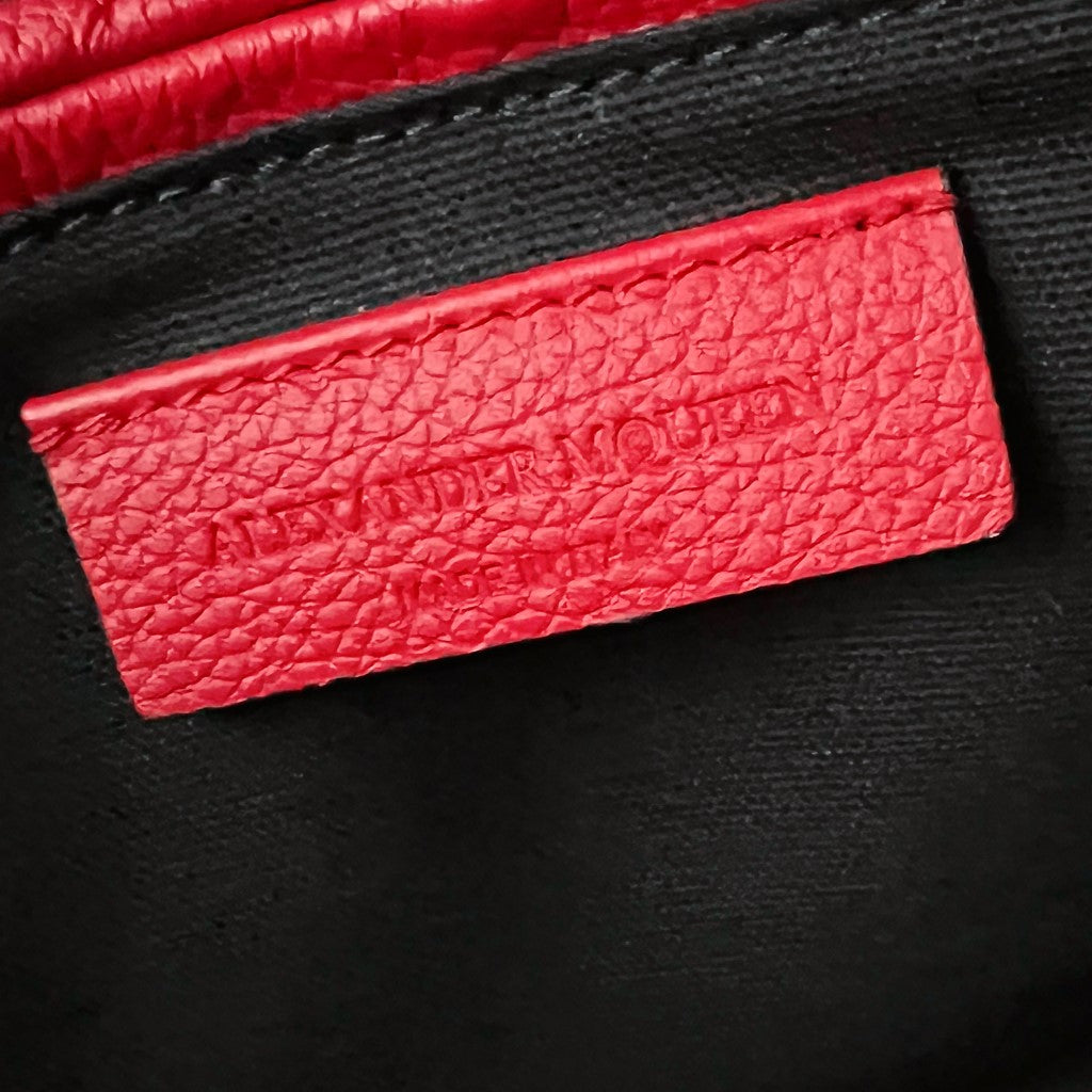 Alexander McQueen Red Leather Signature Skeleton Charm 2 Way Shoulder Bag Excellent