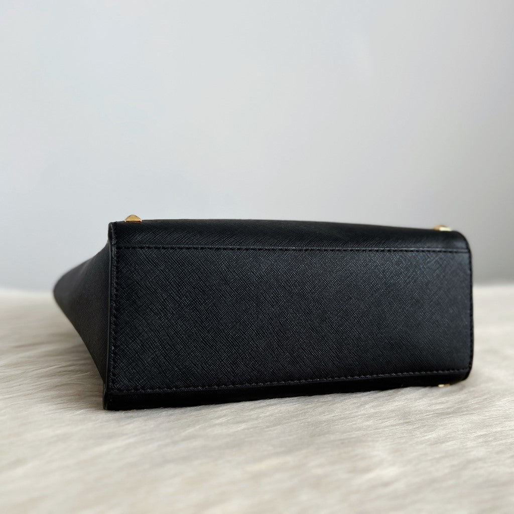 Michael Kors Black Leather Selma Studded Crossbody Shoulder Bag