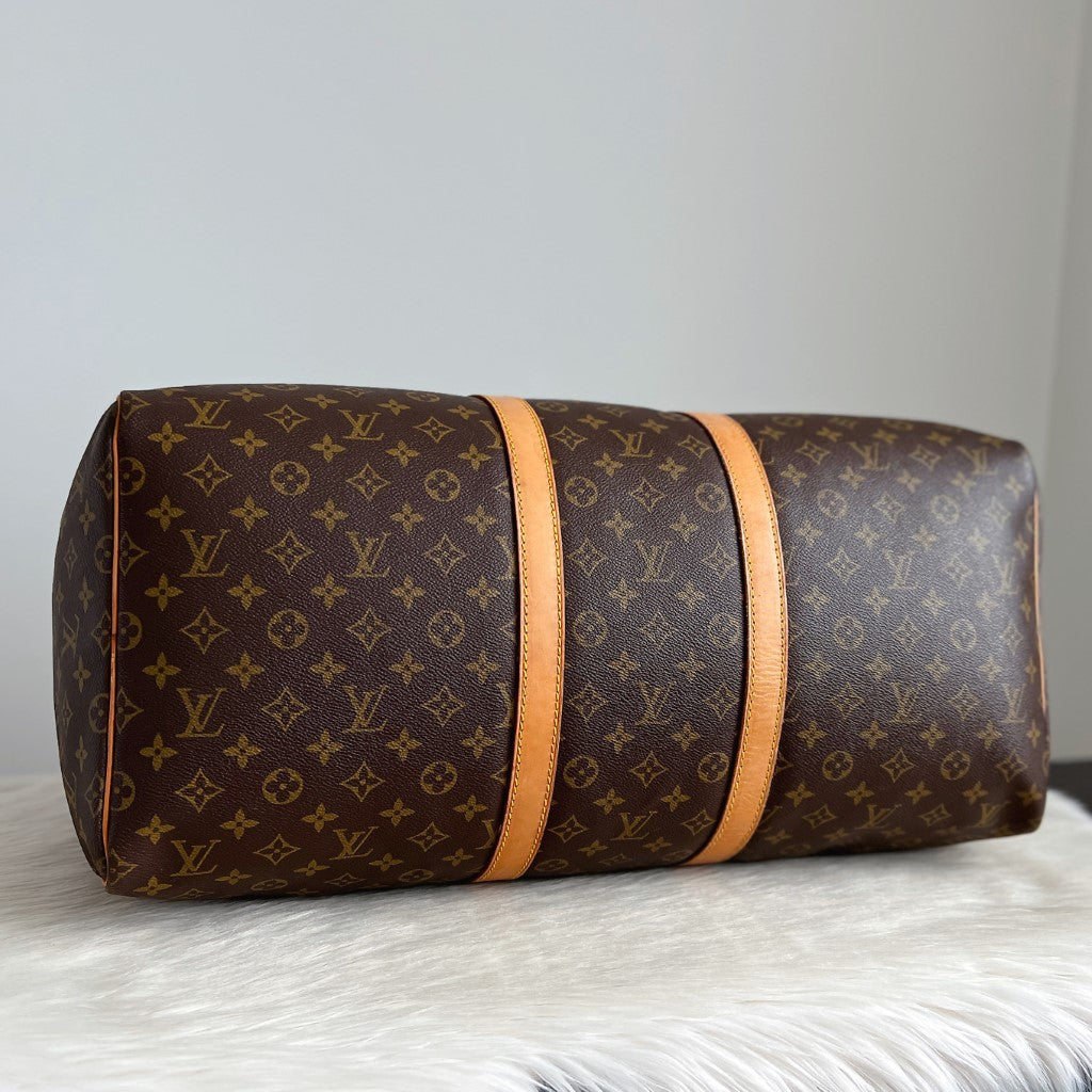 Louis Vuitton Signature Monogram Keepall 55 Travel Bag Full Set