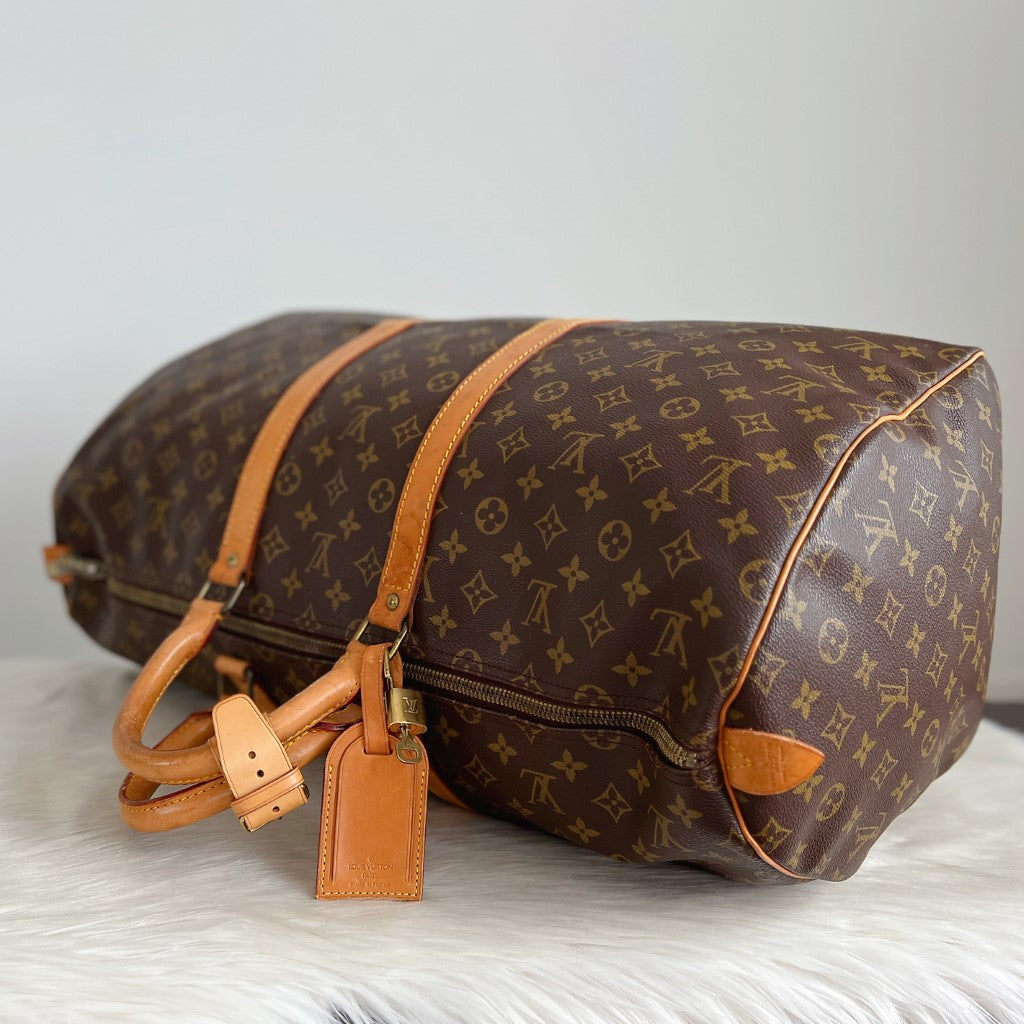Louis Vuitton Signature Monogram Keepall 55 Travel Bag Full Set