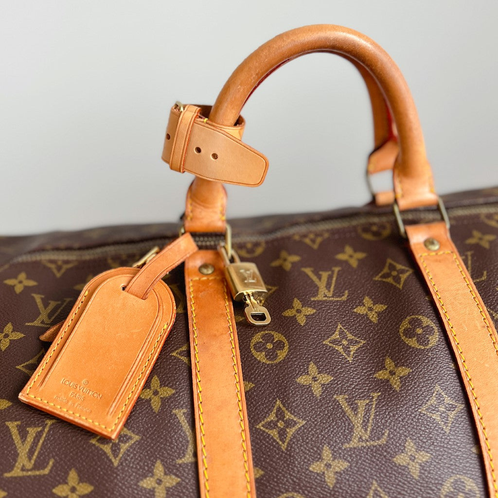 Louis Vuitton Signature Monogram Keepall 55 Travel Bag Full Set