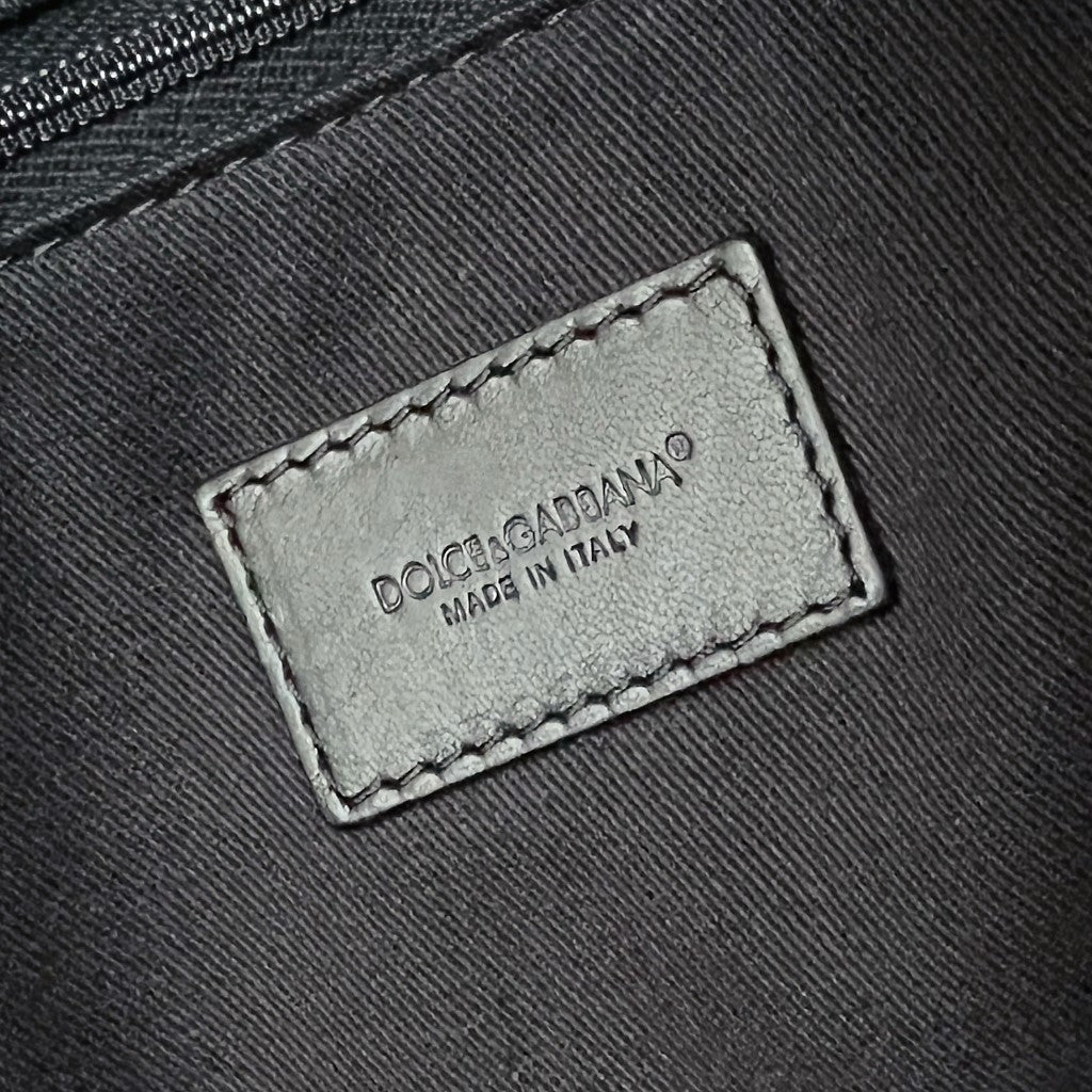 Dolce & Gabbana D&G Black Leather Lace Tie String Carryall Shoulder Bag Excellent