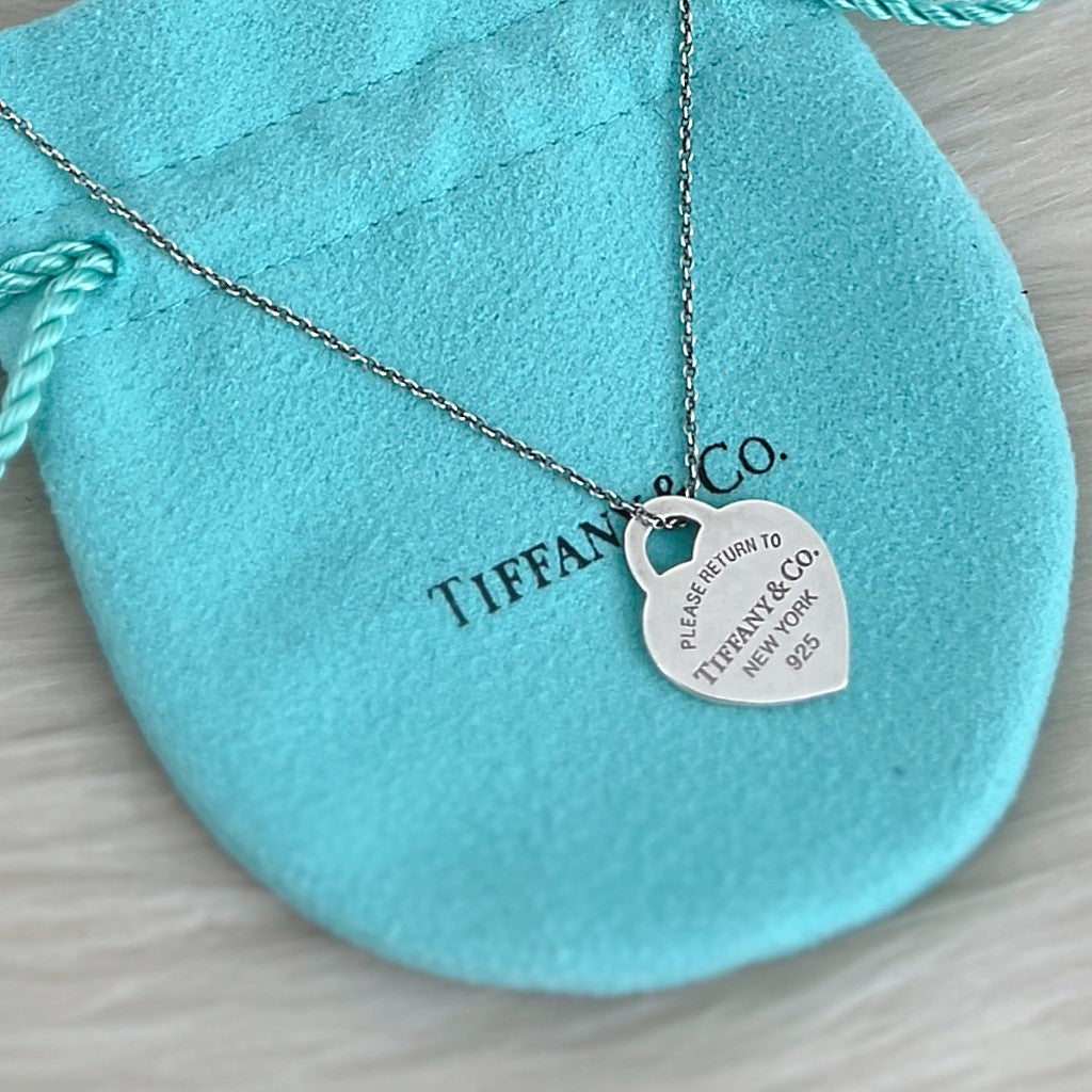 Tiffany & Co. Full Heart Tag Silver Necklace Excellent