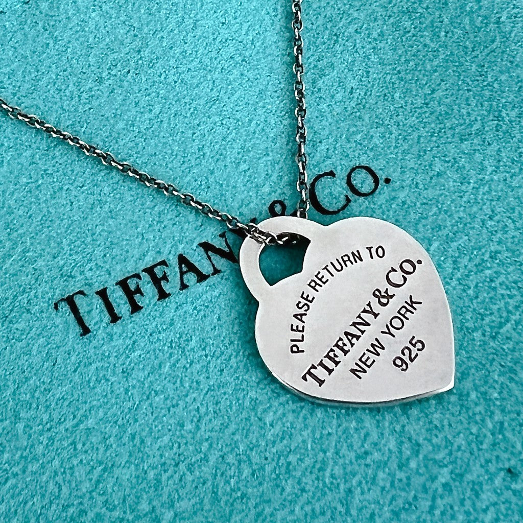Tiffany & Co. Full Heart Tag Silver Necklace Excellent