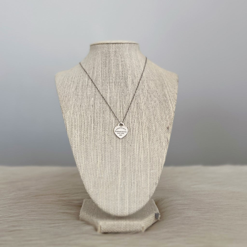 Tiffany & Co. Full Heart Tag Silver Necklace Excellent