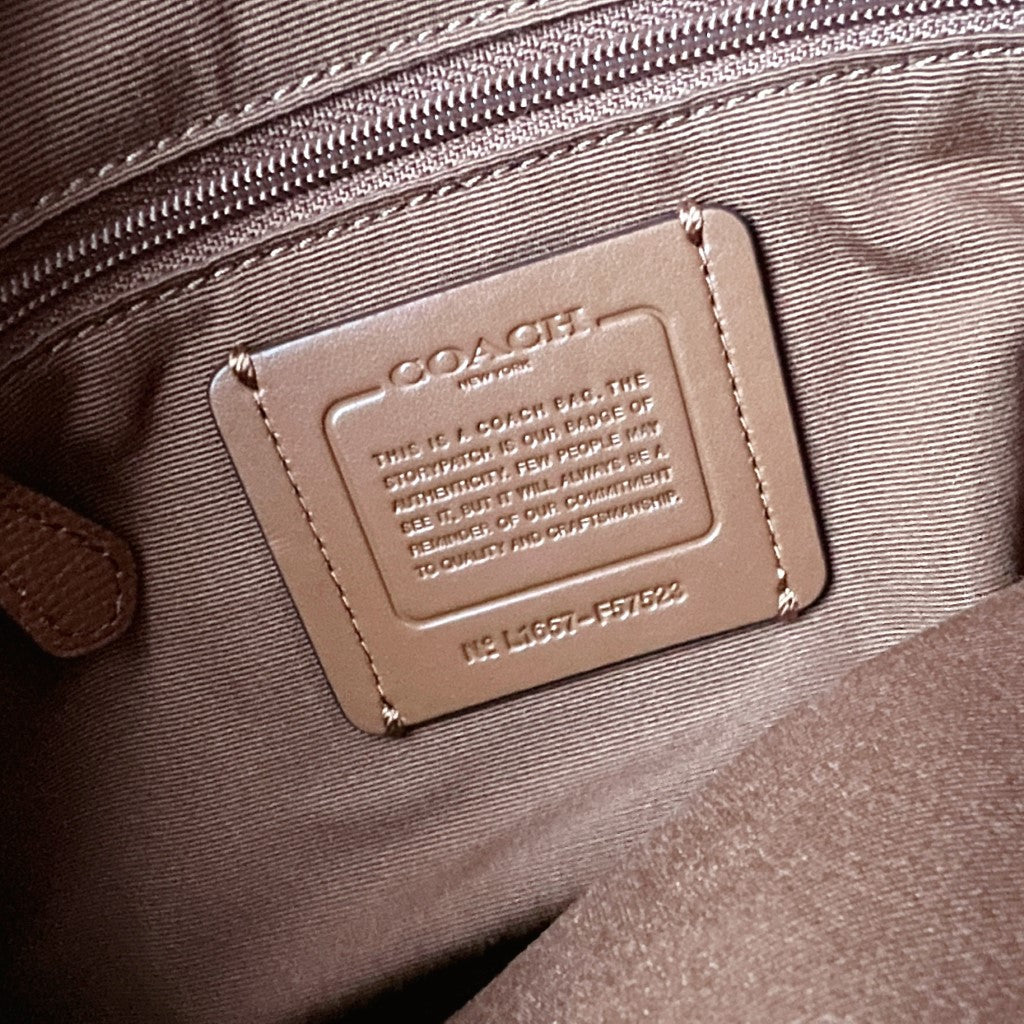 Coach Caramel Leather Chain Detail Triple Compartment 2 Way Shoulder Bag Excellent