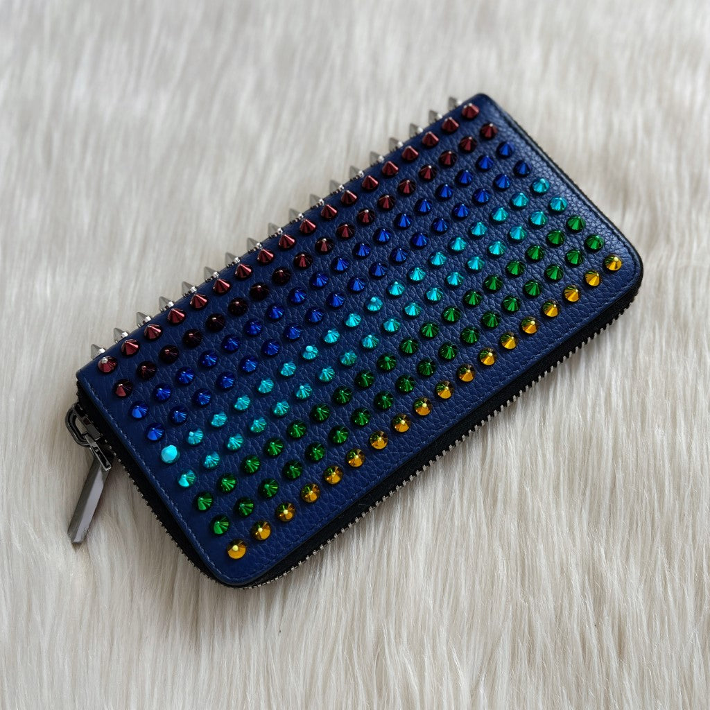 Christian Louboutin Rainbow Signature Studs Zip Compartment Long Wallet Excellent