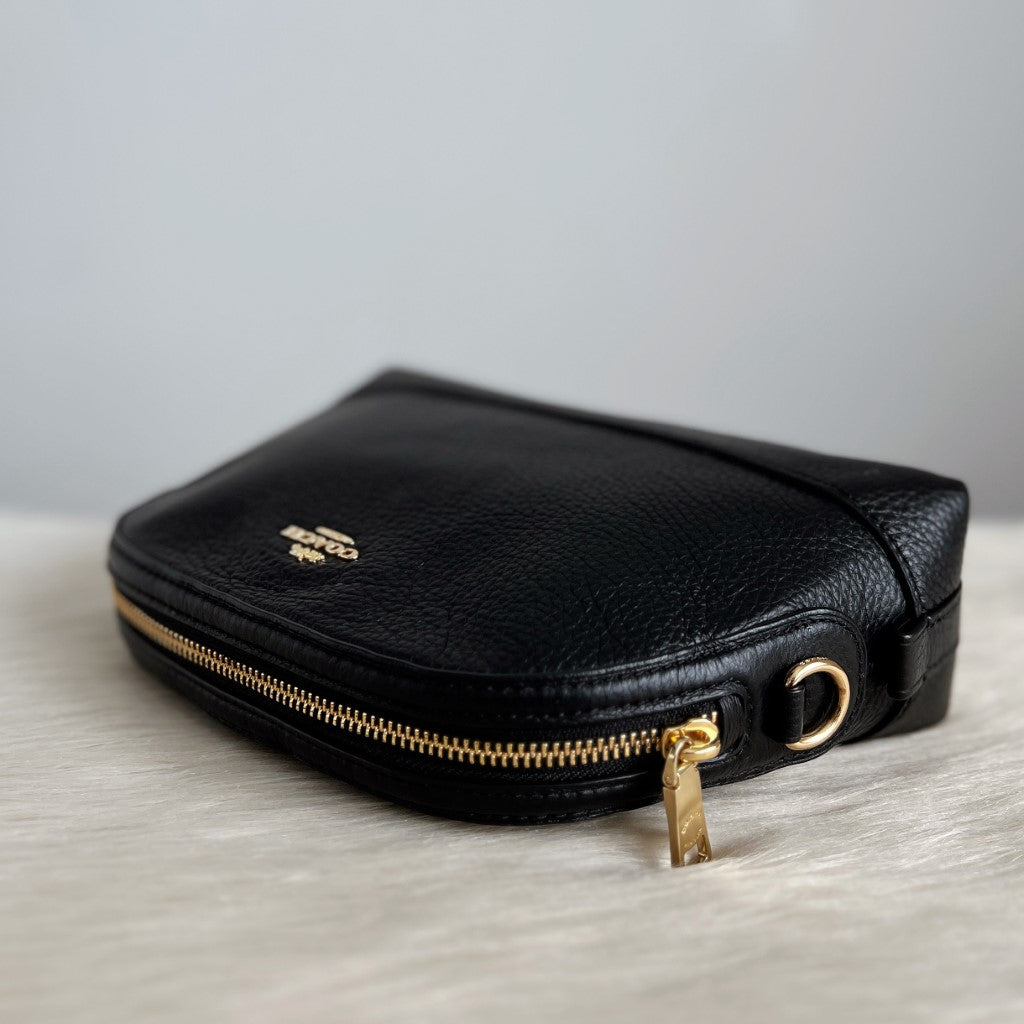 Coach Black Plebby Leather Small Crossbody Shoulder Bag Excellent