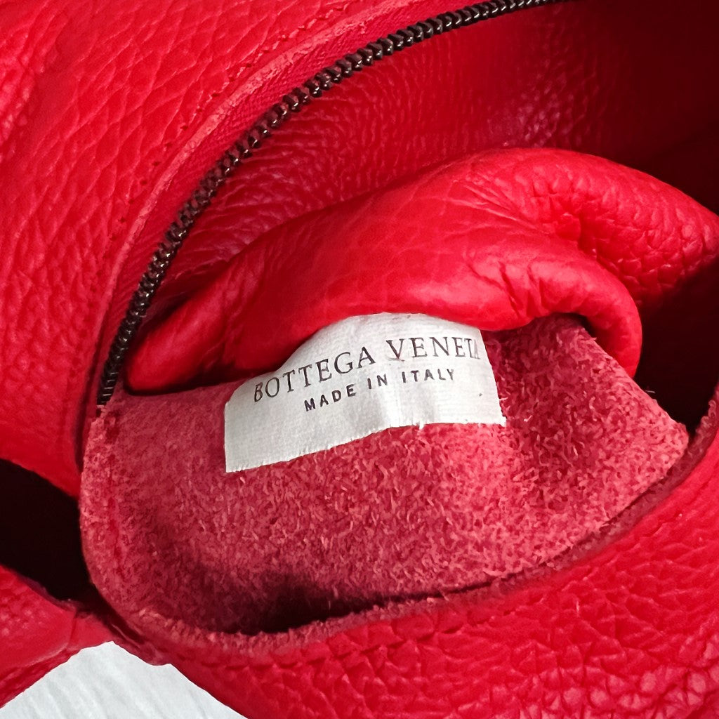 Bottega Veneta Red Leather Intrecciato Detail Large Tote Bag Excellent