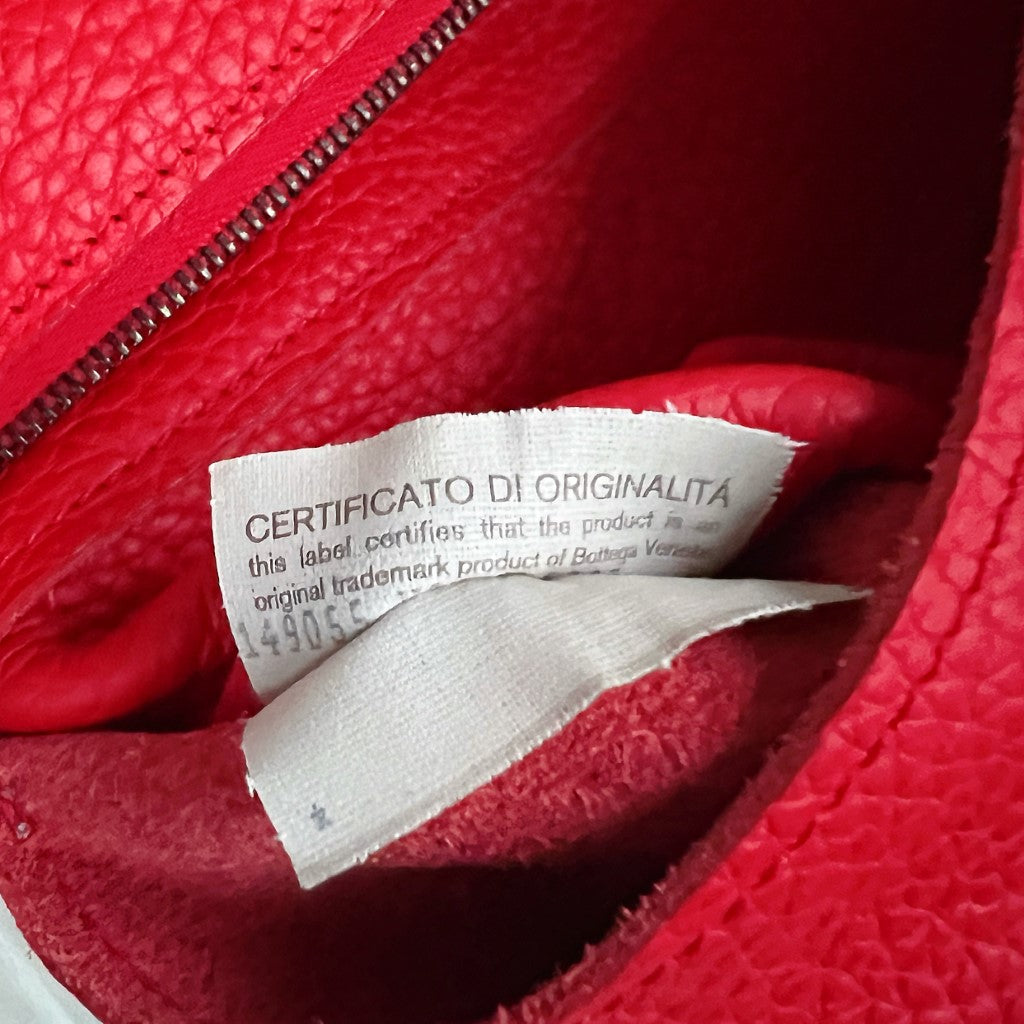 Bottega Veneta Red Leather Intrecciato Detail Large Tote Bag Excellent
