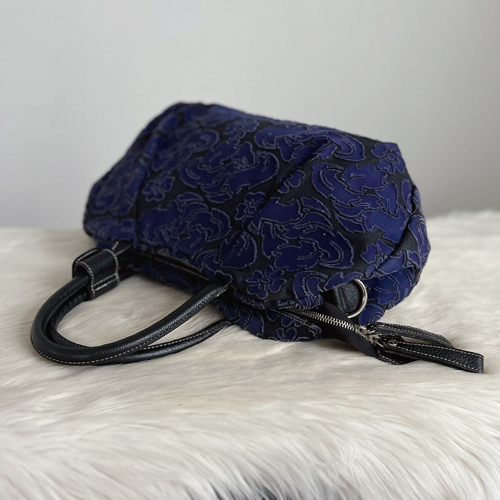 Vivienne Westwood Black Leather Floral Pattern Tote Bag Excellent
