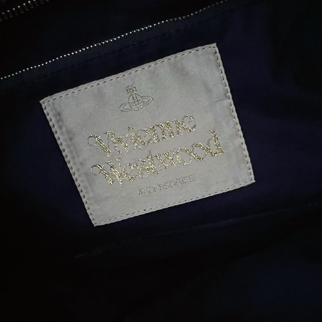Vivienne Westwood Black Leather Floral Pattern Tote Bag Excellent