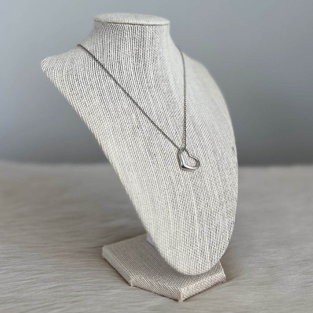 Tiffany & Co. Elsa Peretti Silver Open Heart Necklace Excellent