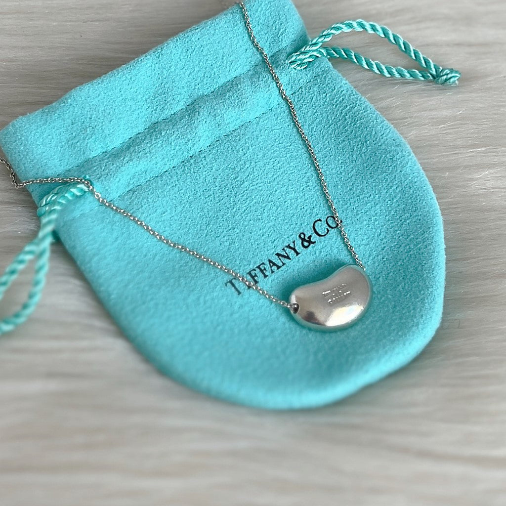 Tiffany & Co. Elsa Peretti Silver Tiffany Bean Necklace Excellent