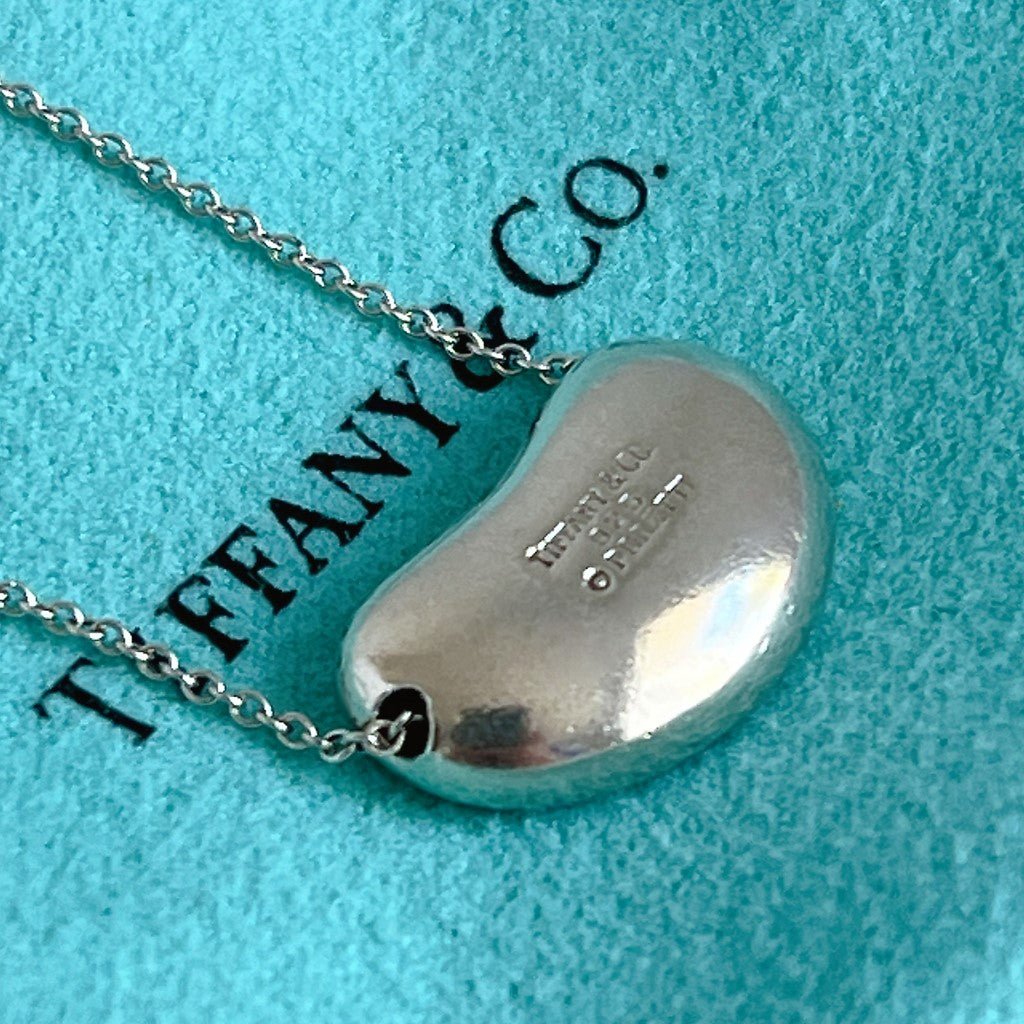 Tiffany & Co. Elsa Peretti Silver Tiffany Bean Necklace Excellent