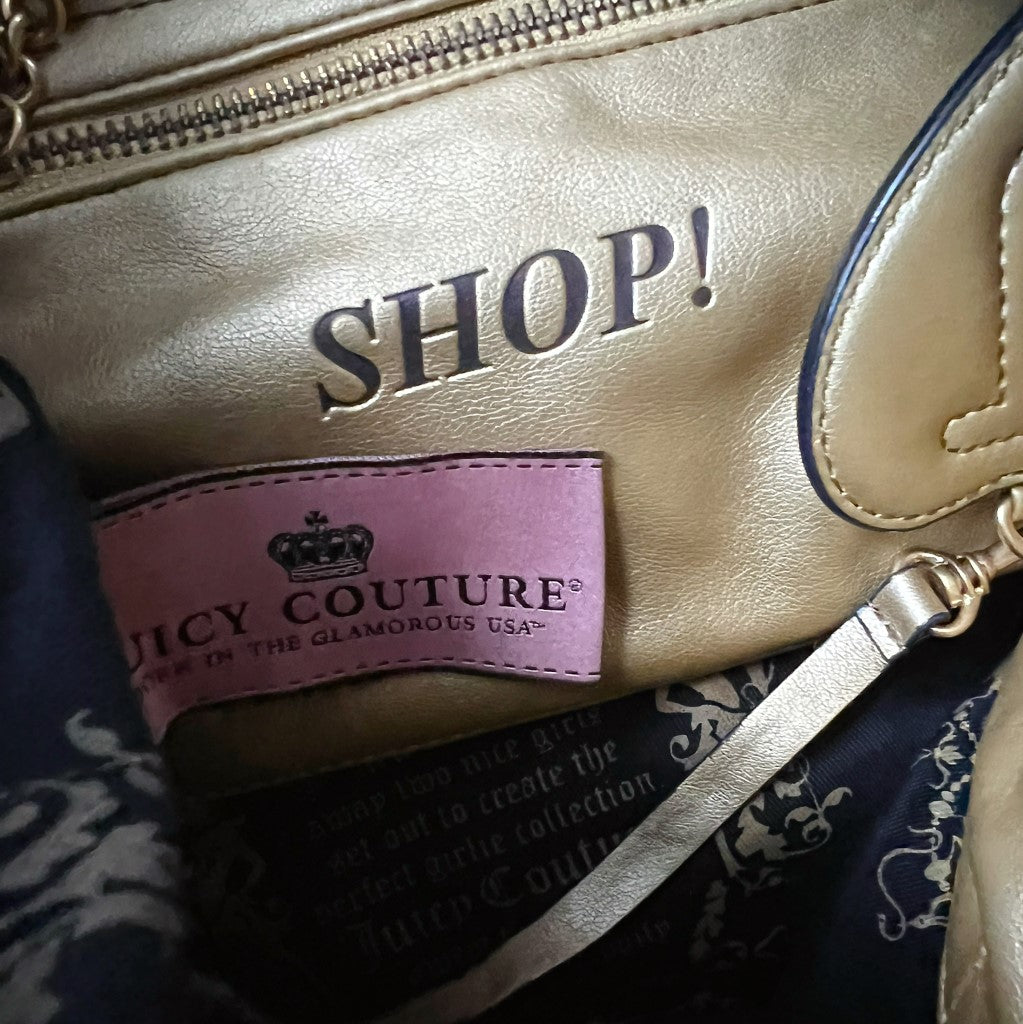 Juicy Couture Black Leather Chunky Charm Detail Slouchy Shoulder Bag Excellent
