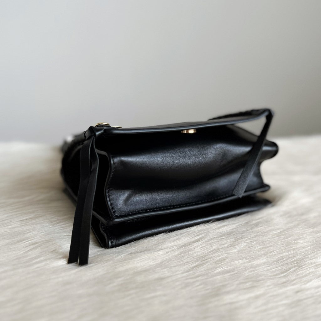 See by Chloe Black Leather Ring Detail Tassel 2 Way Shoulder Bag New with Tags