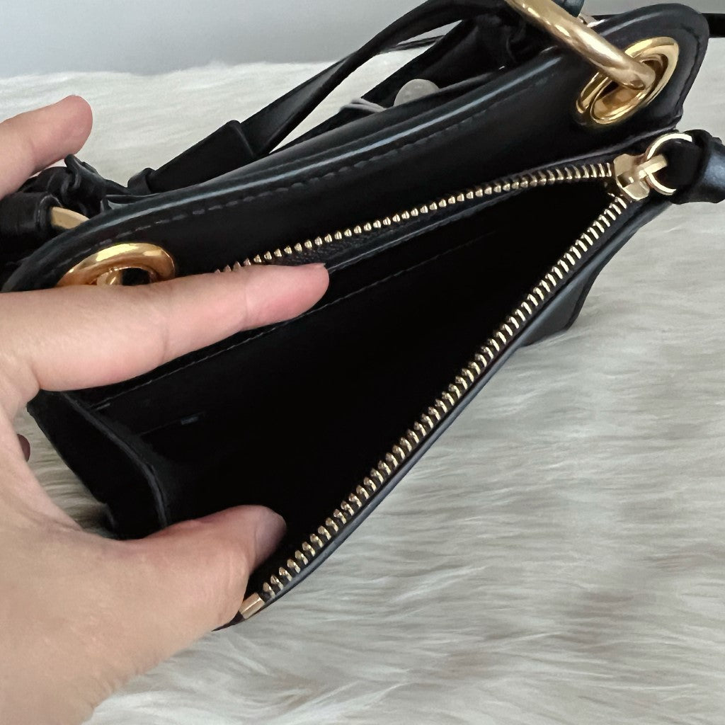 See by Chloe Black Leather Ring Detail Tassel 2 Way Shoulder Bag New with Tags