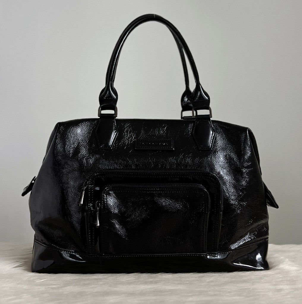 Longchamp Patent Black Leather Doctor Shoulder Bag