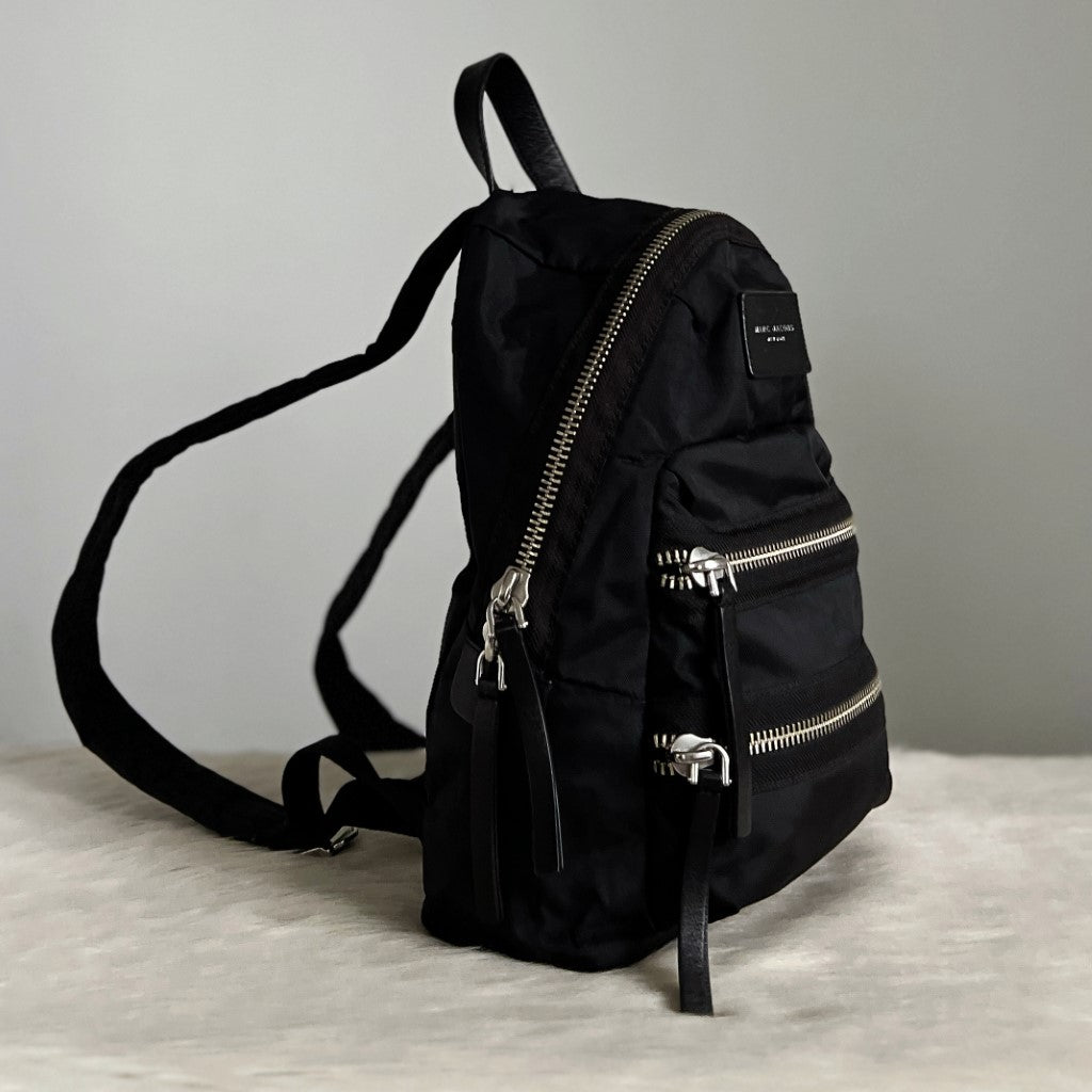 Marc Jacobs Black Multi-Zip Compartment Canvas Backpack
