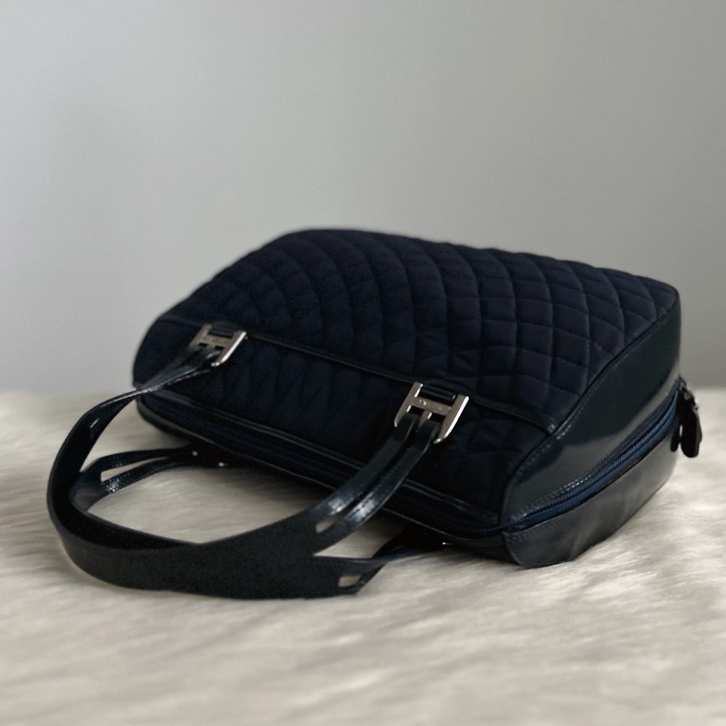 Bally Two Tone Patchwork Quilted Classic Tote Bag