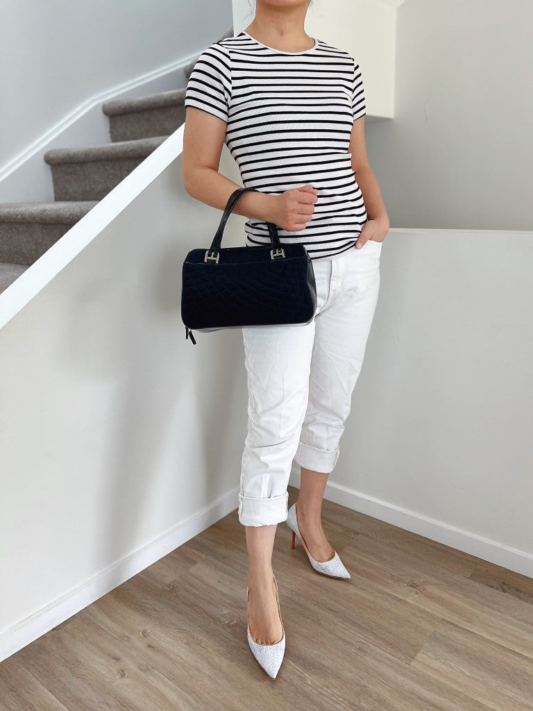 Bally Two Tone Patchwork Quilted Classic Tote Bag