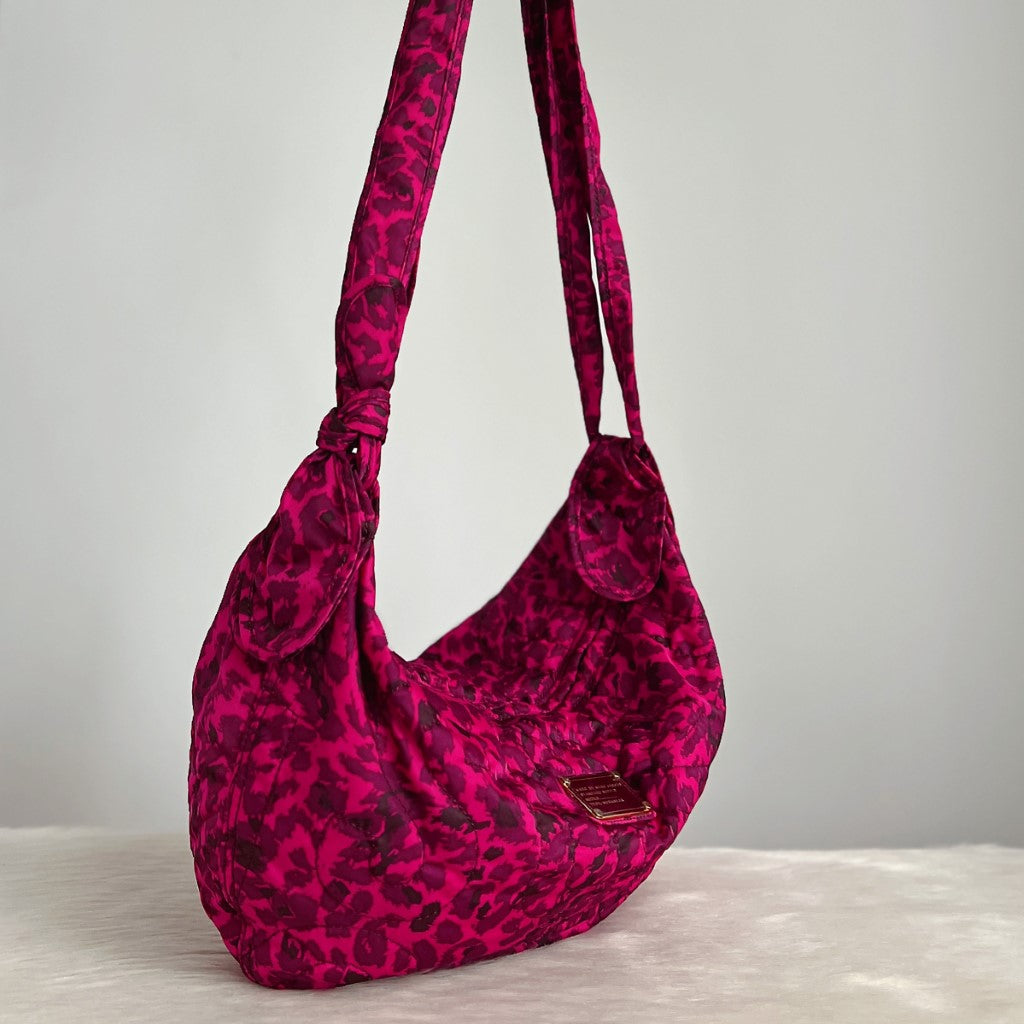 Marc Jacobs Patterned Nylon Half Moon Slouchy Crossbody Shoulder Bag