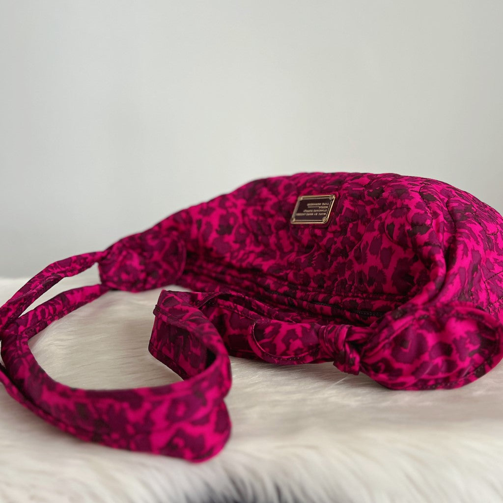 Marc Jacobs Patterned Nylon Half Moon Slouchy Crossbody Shoulder Bag