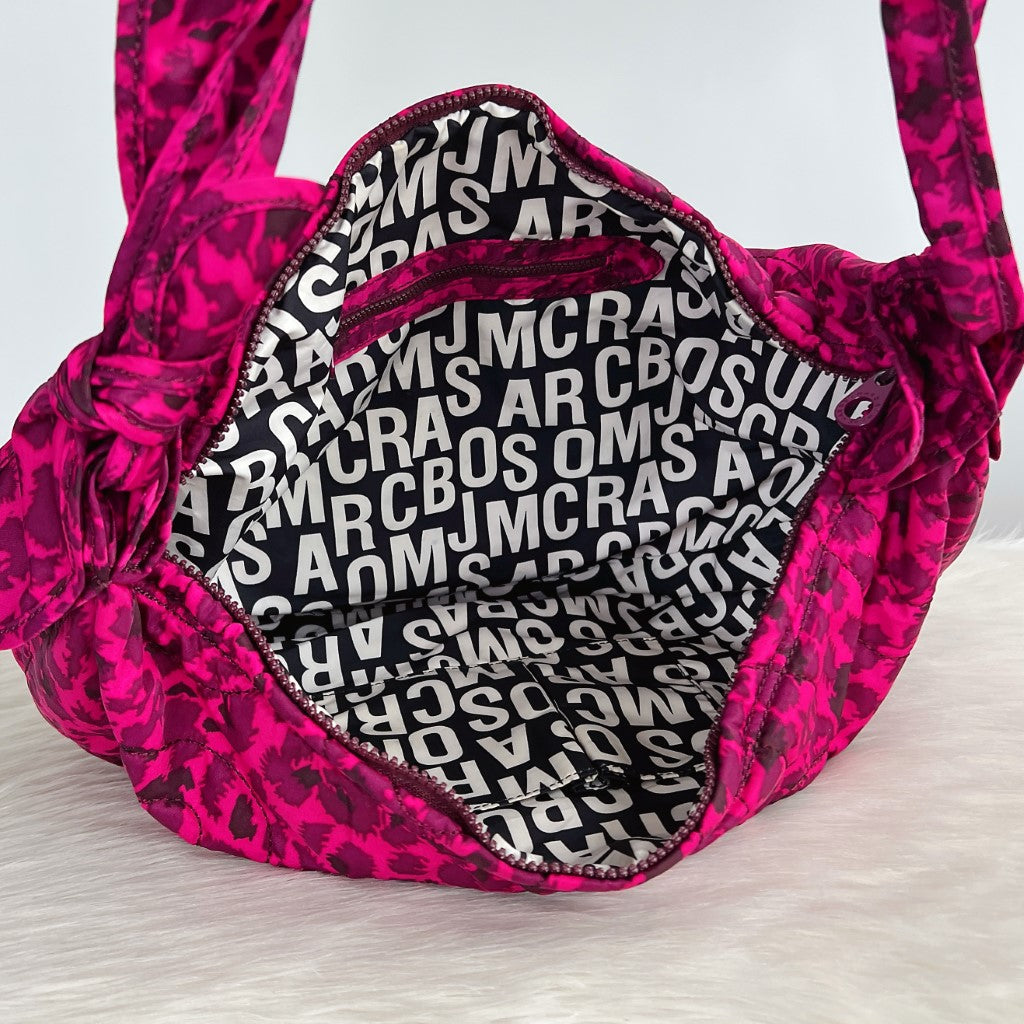 Marc Jacobs Patterned Nylon Half Moon Slouchy Crossbody Shoulder Bag