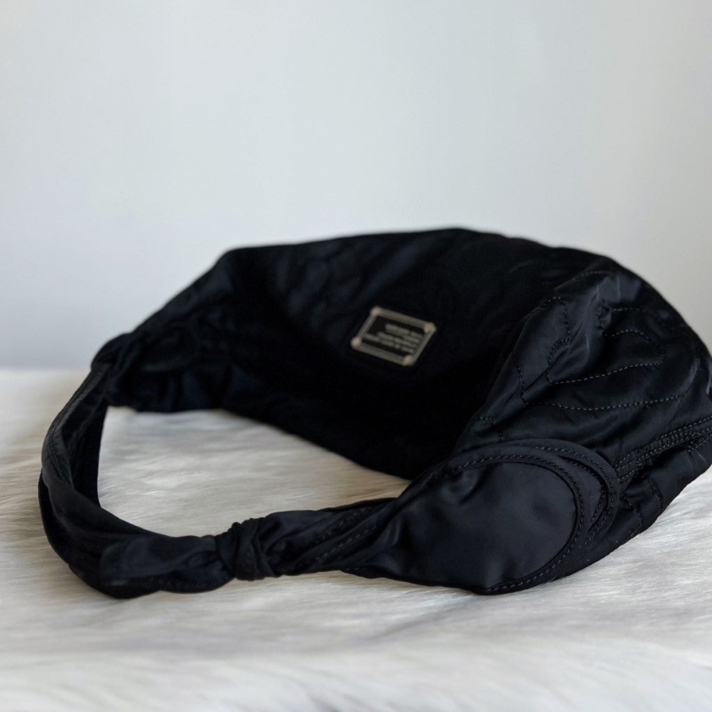 Marc Jacobs Black Nylon Half Moon Slouchy Shoulder Bag