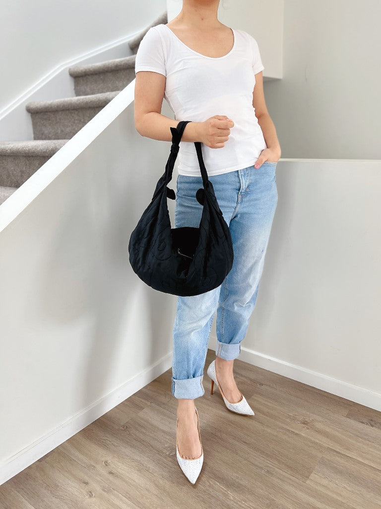 Marc Jacobs Black Nylon Half Moon Slouchy Shoulder Bag