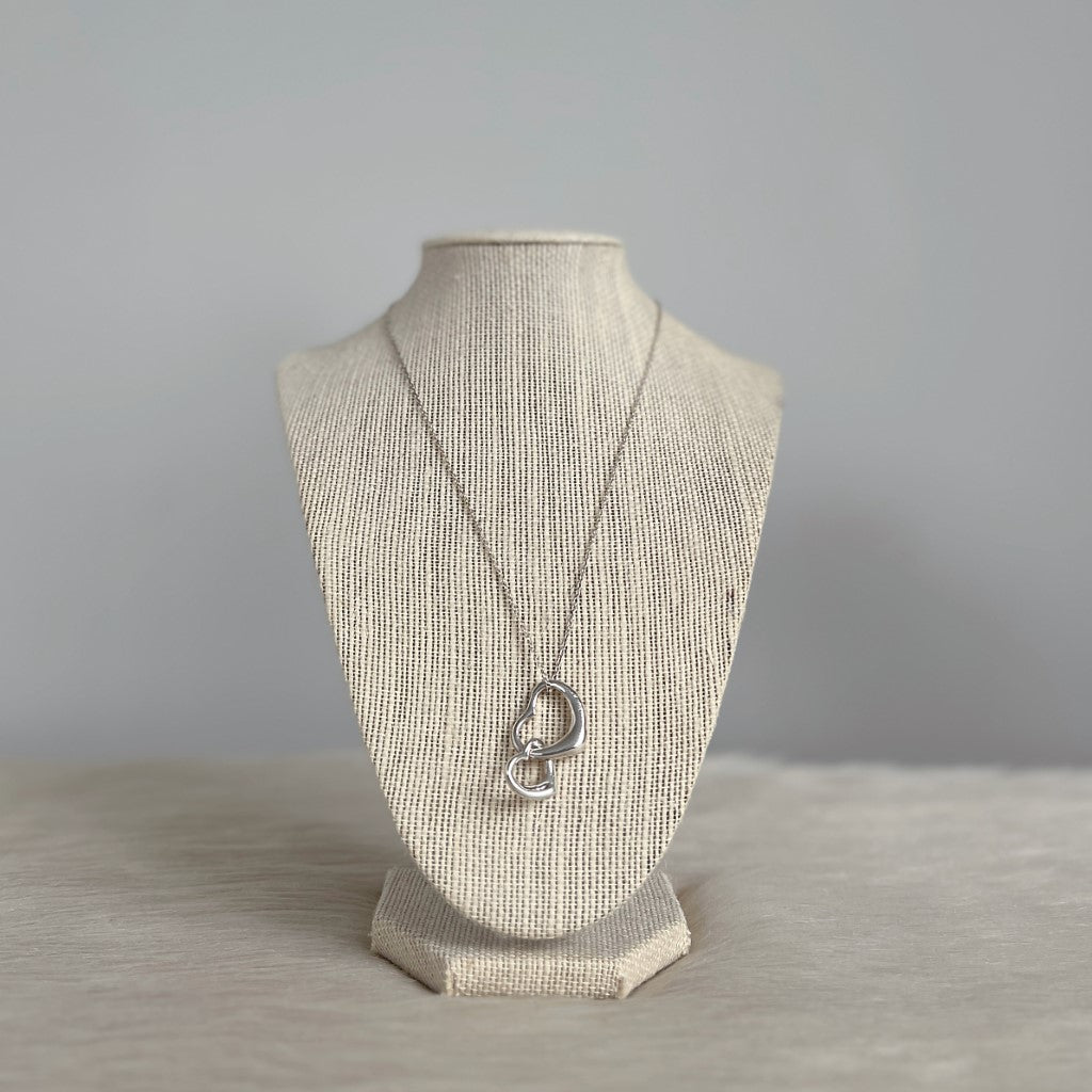 Tiffany & Co. Double Elsa Heart Peretti Silver Necklace Excellent