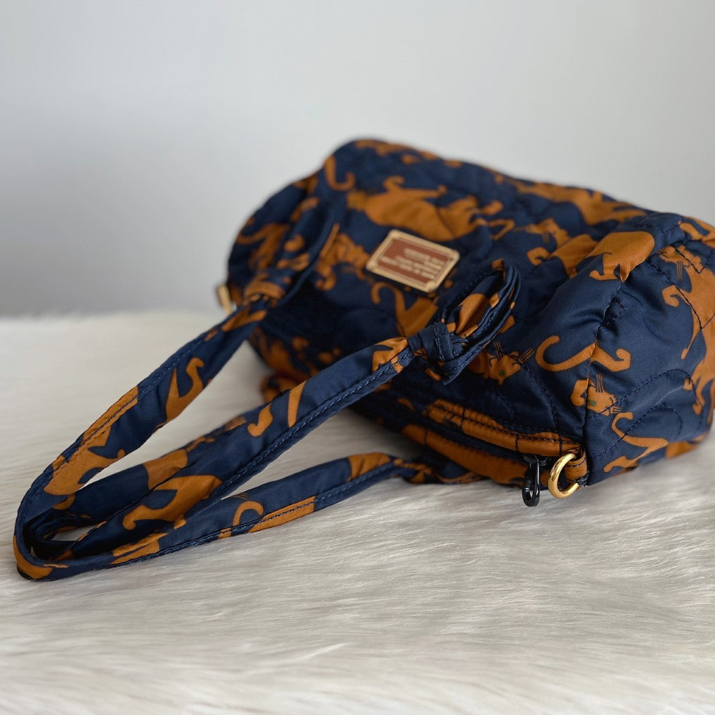 Marc Jacobs Arty Pattern Front Logo Boston 2 Way Shoulder Bag Excellent