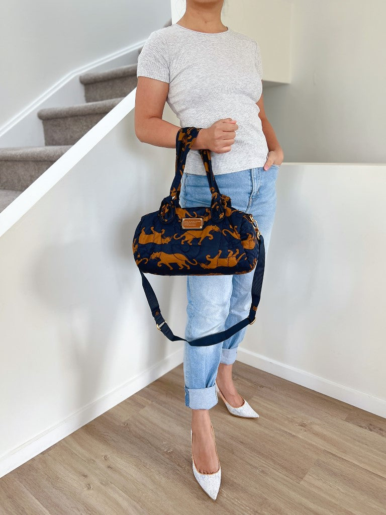 Marc Jacobs Arty Pattern Front Logo Boston 2 Way Shoulder Bag Excellent
