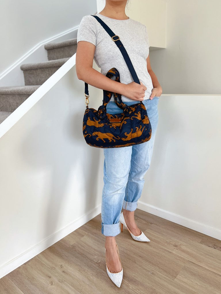 Marc Jacobs Arty Pattern Front Logo Boston 2 Way Shoulder Bag Excellent