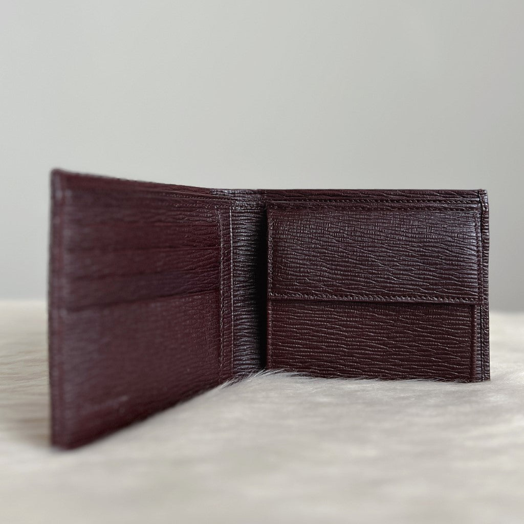 Salvatore Ferragamo Brown Leather Coin Compartment Fold Unisex Wallet Like New