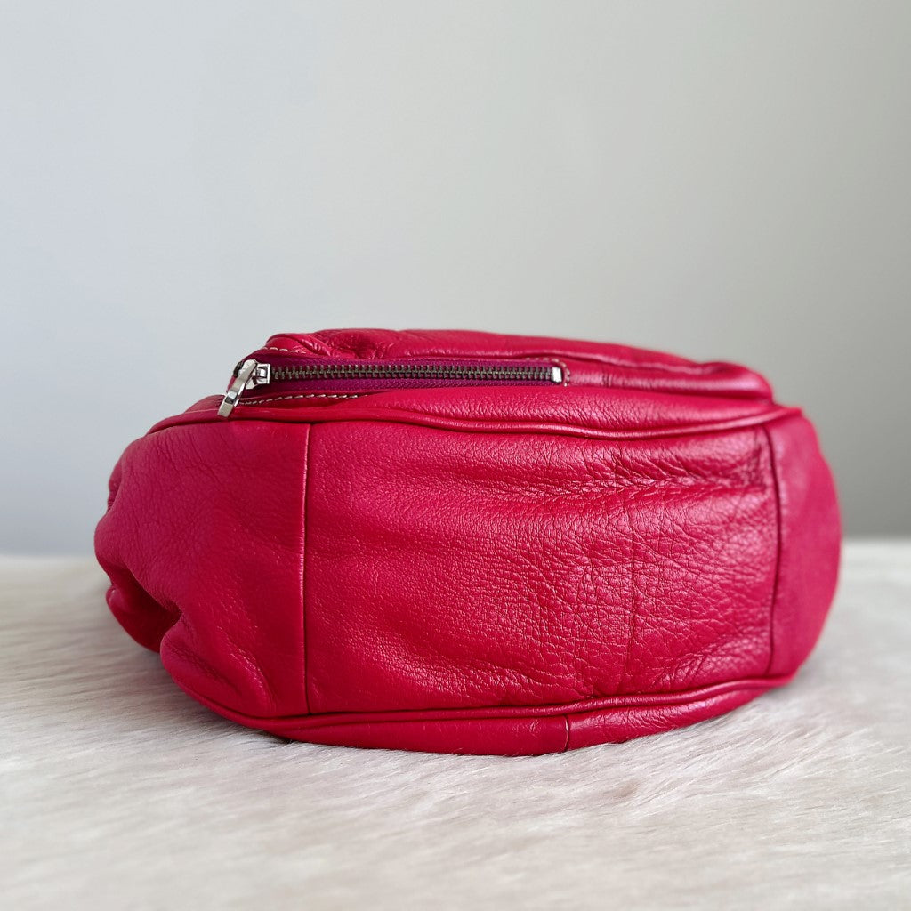 Marc Jacobs Fuchsia Leather Front Pocket Shoulder Bag