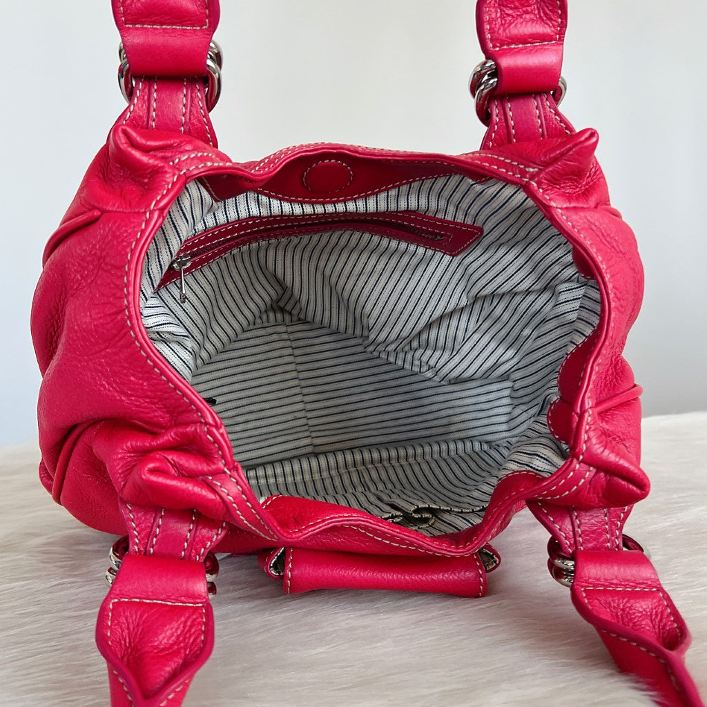 Marc Jacobs Fuchsia Leather Front Pocket Shoulder Bag