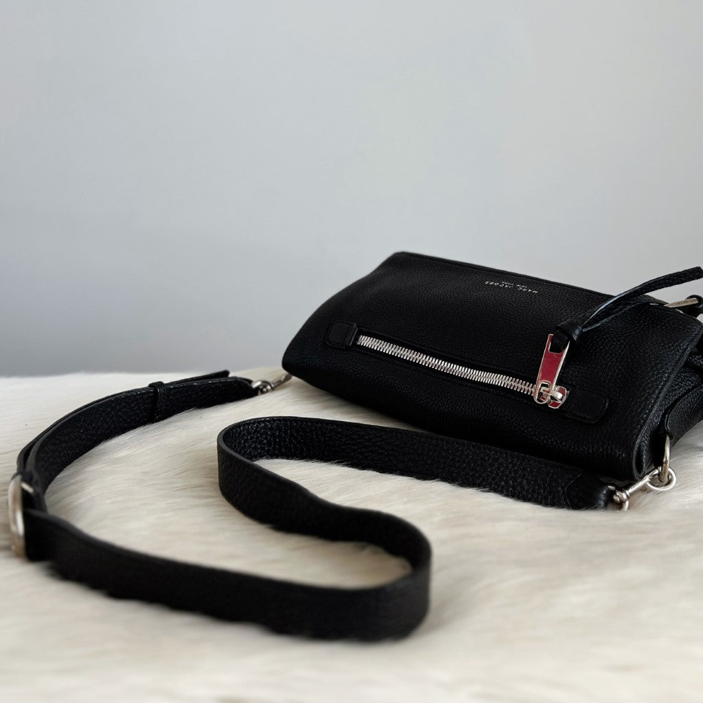 Marc Jacobs Black Leather Zipped Flap Crossbody Shoulder Bag Excellent
