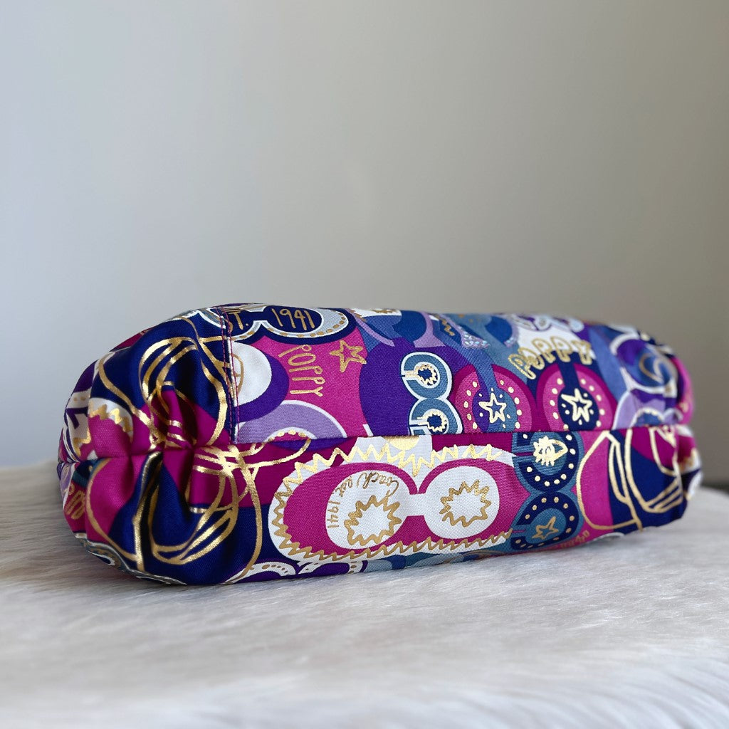 Coach Signature C Colourful Pattern Carryall Shoulder Bag Excellent