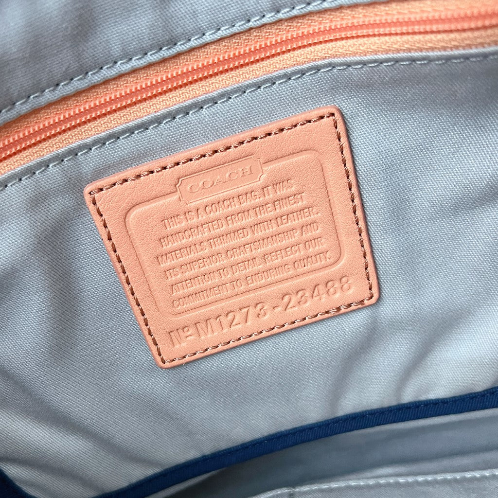 Coach Blue Leather Monogram Patchwork 2 Way Shoulder Bag