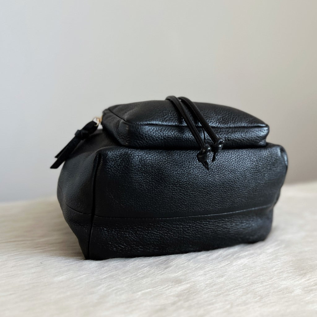 Jimmy Choo Black Leather Drawstring Backpack