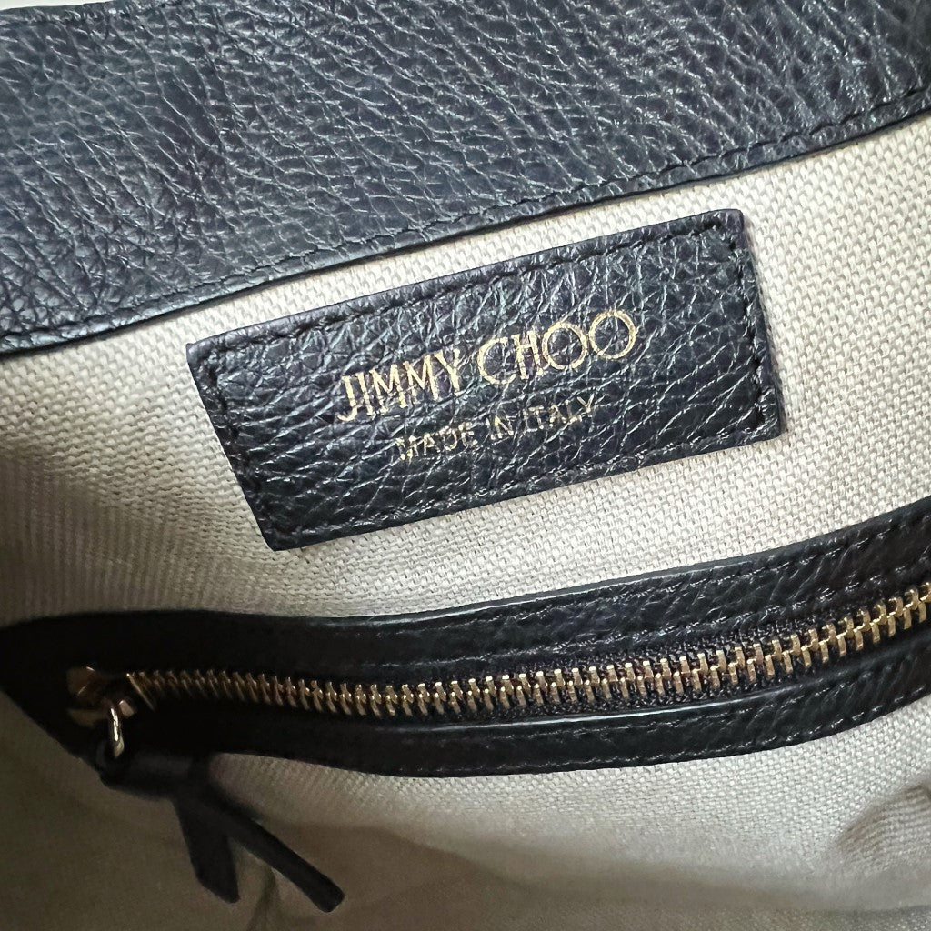 Jimmy Choo Black Leather Drawstring Backpack