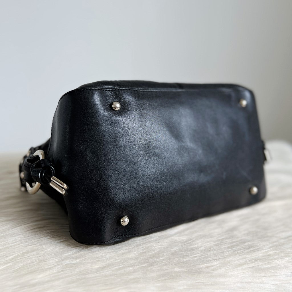 Tod's Black Leather Boston Tote Bag Excellent